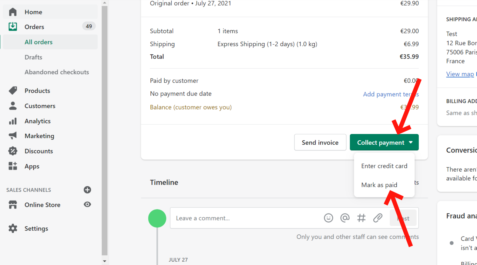 Mark a Cash on Delivery order as paid on Shopify Admin