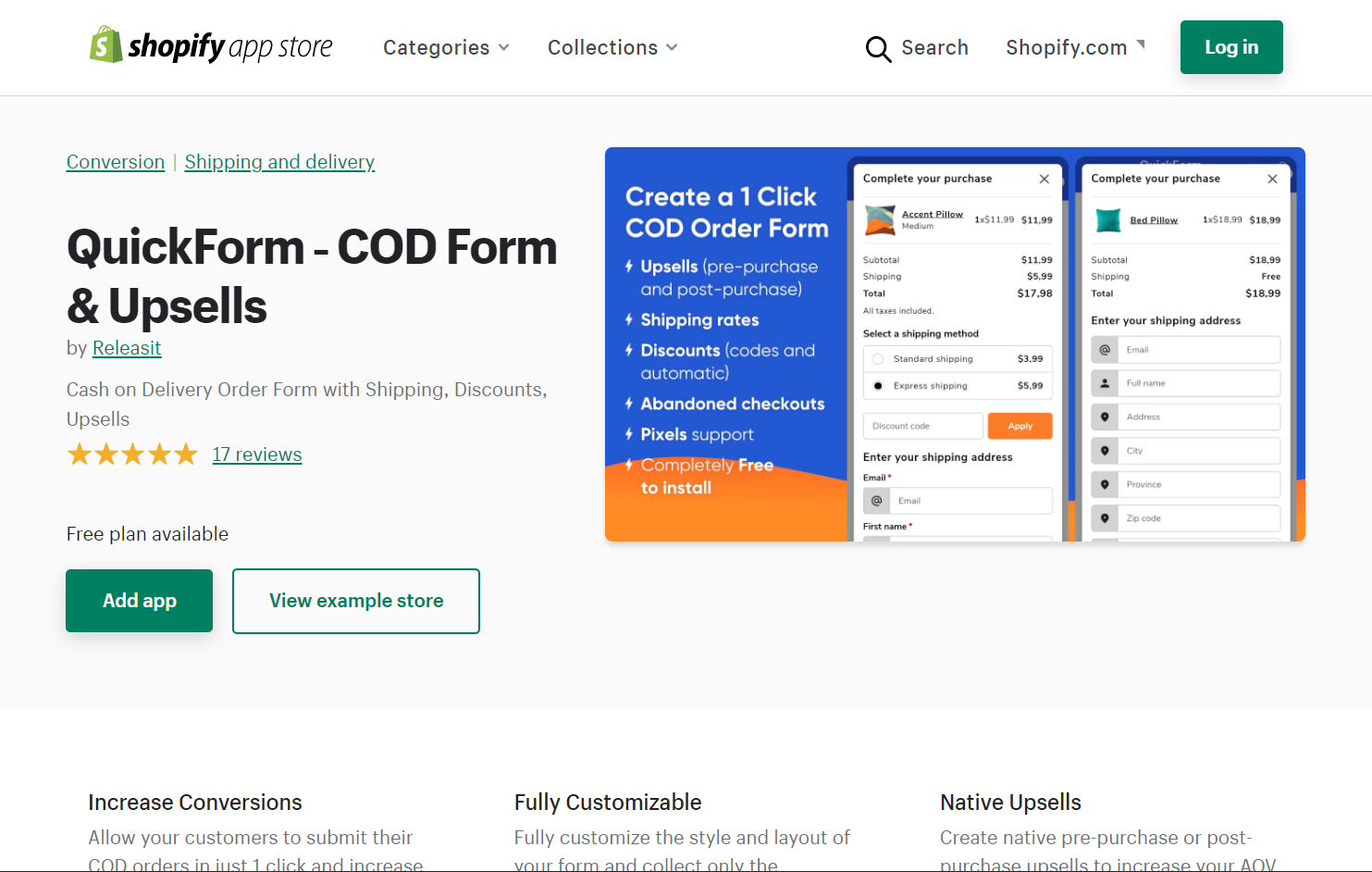 QuickForm ‑ COD Form & Upsells app on Shopify App Store